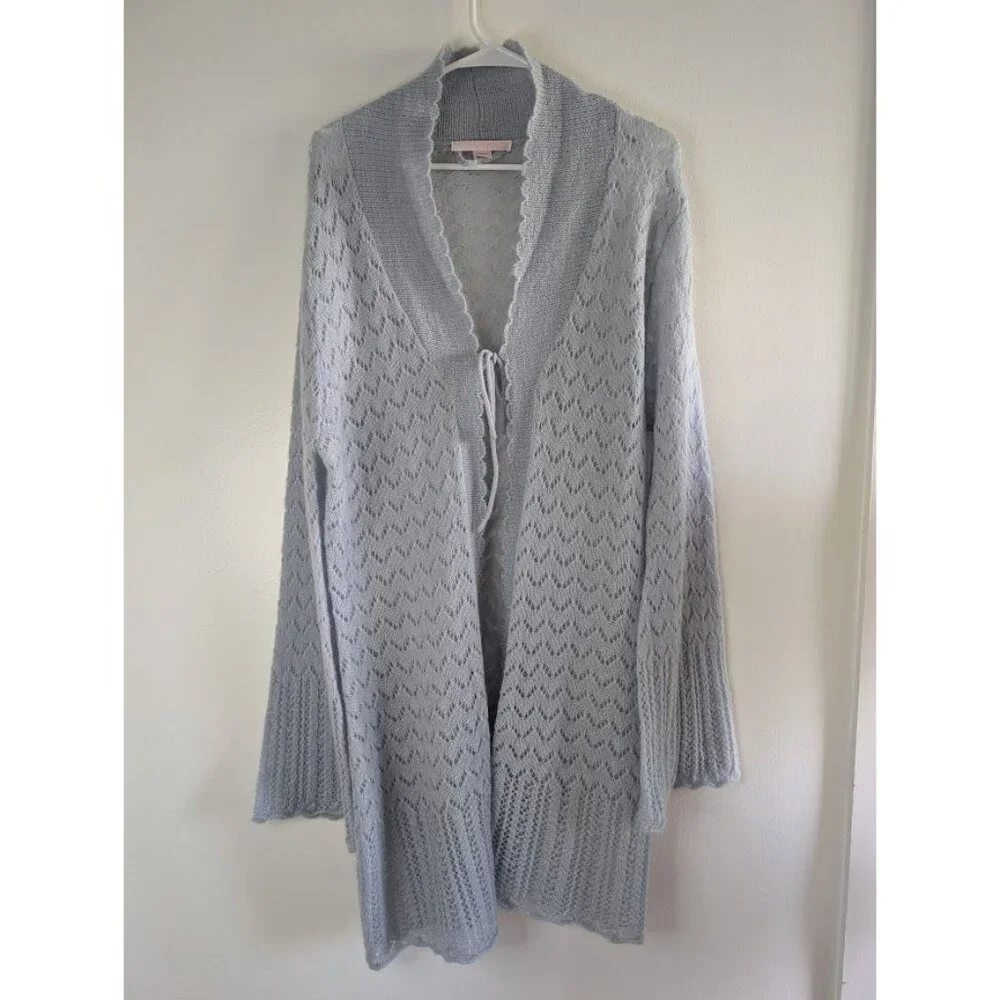 Victoria's Secret Cardigan Sweater Size‎ Large Mohair Wool Coquette Fairy Duster